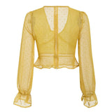 sexy chiffon transparent ruffles tops shirts