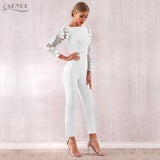 Jumpsuits For Women Summer Sexy White Ruffles Lace Hollow Out Long Jumpsuit Bodycon Club Jumpsuits