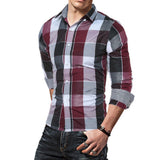 Mens Plaid Cotton Lumberjack Tartan Check Shirt Brushed Cotton Casual Tops New