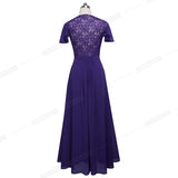 Elegant Floral Lace Patchwork with V Neck Gown Celebrity Party Maxi Long Women.