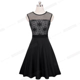 Vintage Elegant Floral Lace Zipper Mesh Net O-Neck Sleeveless