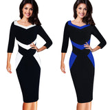 Autumn Elegant Pure Color Office Peplum Dresses Business