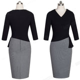 Mature Elegant V-neck Wiggle Work dress Office Bodycon