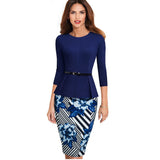 Vintage Elegant Wear to Work with Belt Peplum vestidos Business Party