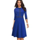 Vintage Elegant Patchwork Round neck Pinup Business Party
