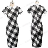 Women Autumn Turn-down Collar Fit Work Dress Vintage Elegant Business office
