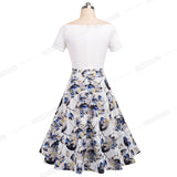 Summer Women Retro Polka Dots Patchwork Dresses Party