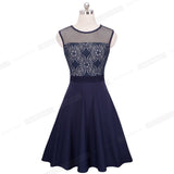 Vintage Elegant Floral Lace Zipper Mesh Net O-Neck Sleeveless