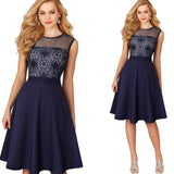 Vintage Elegant Floral Lace Zipper Mesh Net O-Neck Sleeveless