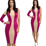 Nice-forever Spring Women Fashion Contrast Color Patchwork Sexy Club Dresses Bodycon Slim Tube Dress 779