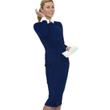Women Autumn Turn-down Collar Fit Work Dress Vintage Elegant Business office