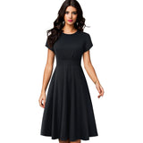 Vintage Elegant Floral Print Pleated Round Neck