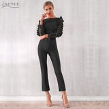 Jumpsuits For Women Summer Sexy White Ruffles Lace Hollow Out Long Jumpsuit Bodycon Club Jumpsuits