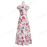 Summer Bohemian Floral Printed Sexy Side Split Dresses Beach Women