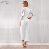 Jumpsuits For Women Summer Sexy White Ruffles Lace Hollow Out Long Jumpsuit Bodycon Club Jumpsuits