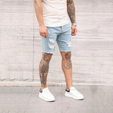 Destroyed Skinny Jeans 2021 Brand New Men Ripped Pant Shorts Jeans Short Pants Frayed Denim Size S-3XL New