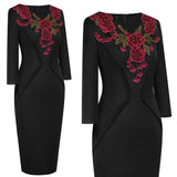 New Spring Embroidery Flower Elegant Office Dress Business Work