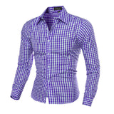 Men's Shirt Plaid Printed Shirts Slim-Fit Tops Casual Camisas Male Autumn Winter Long-Sleeved Turn-Down Collar Shirts