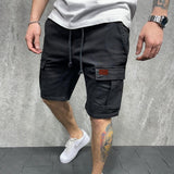 Men Elastic Drawstring Trunk Fitness Streetwear Casual Breathable Gym Shorts Loose Hip Cargo Shorts Summer Shorts Men Clothing