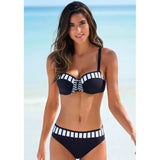 Sexy Swimwear  Dot Polka Padded Push-up Set Bikinis Black  Swimming Suit For Women