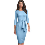 Office Dresses Business Fitted Slim Vinatge Dress B612 Spring Women Elegant Bandage