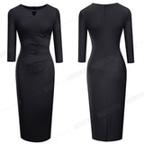 Elegant Contrast Color Patchwork with Ring Work vestidos Office Business Party Bodycon