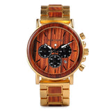 BOBOBIRD Luxury Business Watch Men Wooden Stopwatch Date Display Chronograph Wrist