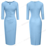 Elegant Contrast Color Patchwork with Ring Work vestidos Office Business Party Bodycon