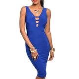 Sexy Solid Color Back V Club Dresses Party Bodycon