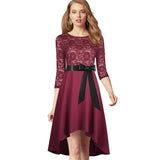 New Spring Women Fashion Floral Lace Elegant Dresses Cocktail Party Flare