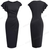 New Summer Women Elegant Ruffle Sleeveless Dresses Business Formal Party