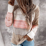 Women Casual Long Sleeve Knitted Sweater TopV Neck