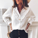 Ruffles Women Blouse Shirt Ladies Plus Size Lace