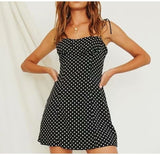 Black Polka Dot Dress Sexy Lace Up Mini Party Dress