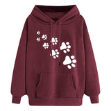 Dog paw Print Women's Hoodies Lightweight Long Sleeve Casual Pullover Hooded Autumn Winter Women