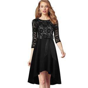 New Spring Women Fashion Floral Lace Elegant Dresses Cocktail Party Flare