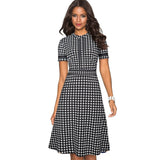 Vintage Elegant Patchwork Round neck Pinup Business Party
