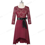 New Spring Women Fashion Floral Lace Elegant Dresses Cocktail Party Flare