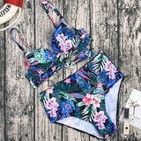 New Swimwear Women Print Sexy Swimsuit Push Up  Bathing Suits Floral Beach Wear XXXL High Waist Bikini Plus Size