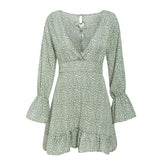 Chiffon Green Casual Dresses Beach Summer Backless