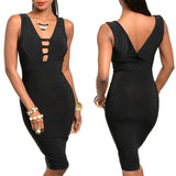 Sexy Solid Color Back V Club Dresses Party Bodycon