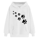 Dog paw Print Women's Hoodies Lightweight Long Sleeve Casual Pullover Hooded Autumn Winter Women