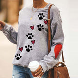 Dog Print Sweatshirt Fashion Women O-Neck Love Printed Hoodie Long Sleeves Tops Pullover