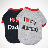 Cotton Pet Dog Cat Clothes Casual Puppy Kitten Clothing I Love Mommy & Daddy Print Vest T-Shirt