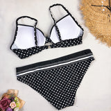 Sexy Swimwear  Dot Polka Padded Push-up Set Bikinis Black  Swimming Suit For Women