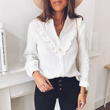 Ruffles Women Blouse Shirt Ladies Plus Size Lace