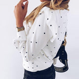 Polka Dot Ruffle Blouse Shirt Elegant Tops