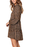 Leopard Ruffle V-Neck Flowy Tunic Dress