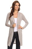 Women's Ribbed Open Front Long Sleeve Cardigan