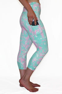 Mint and Pink Marble - Pocket Capri